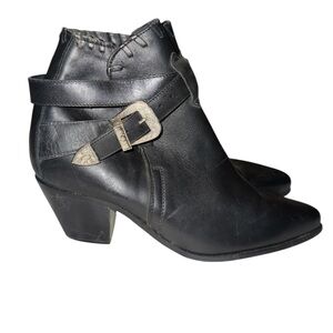 Vintage Dingo Women Size 8.5 Black Leather Ankle Boots